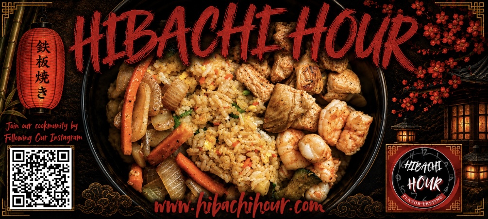 Hibachi Hour signature bowl — chicken, shrimp and steak over vegetable fried rice